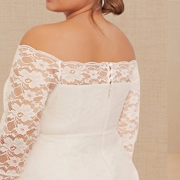 Torrid SPECIAL OCCASION IVORY LACE OFF SHOULDER BODYCON DRESS - Picture 6 of 8